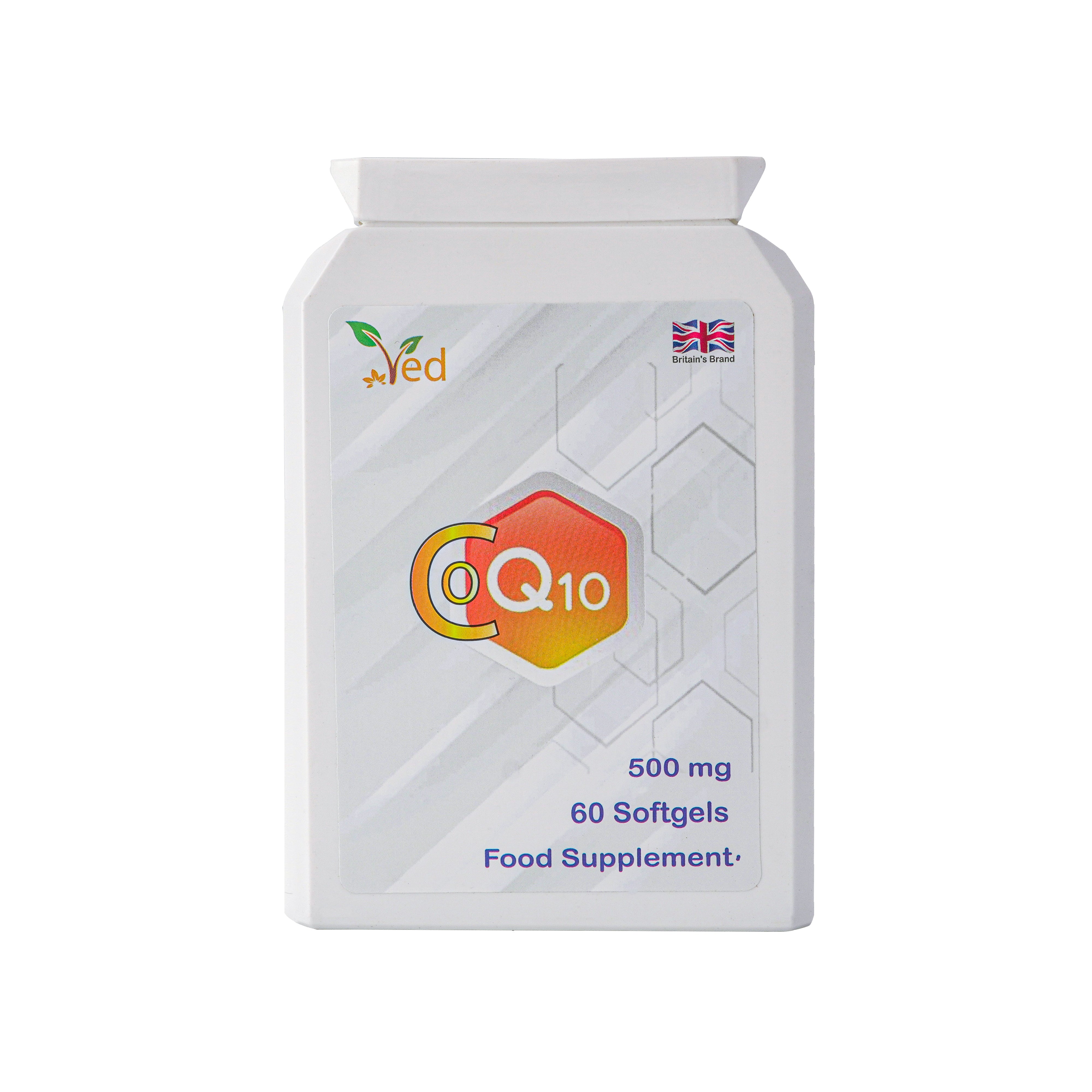 Ved's CoQ10 500mg | Co Enzyme Q10 | Highest Strength | Naturally Fermented Ubiquinone Coenzyme | Superior Natural Formula | 500mg 60 Softgels| 2 Months Supply
