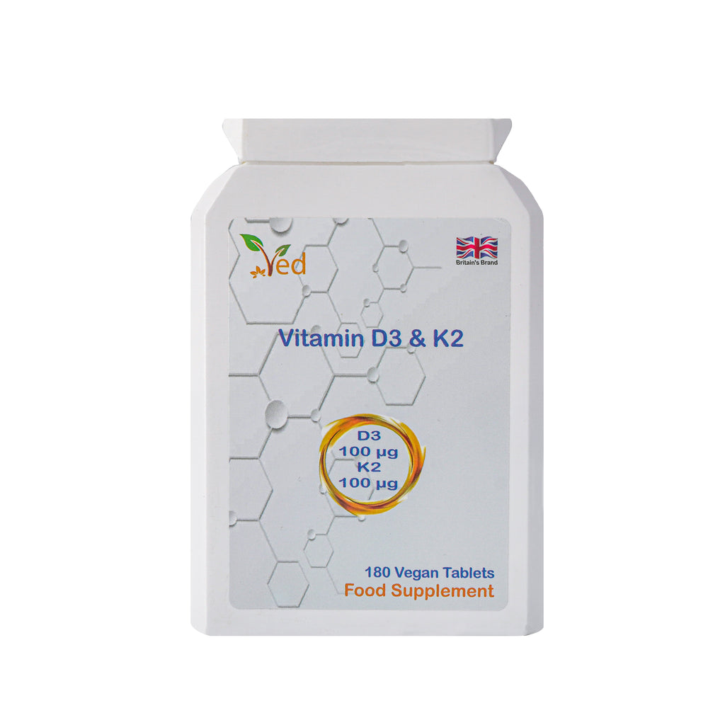 VED Vitamin D3 K2 1000 IU , 180 Vegan Tablets, 6 Month Supply
